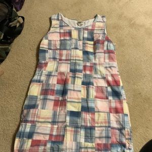 LL Bean madras plaid sleeveless dress side zip